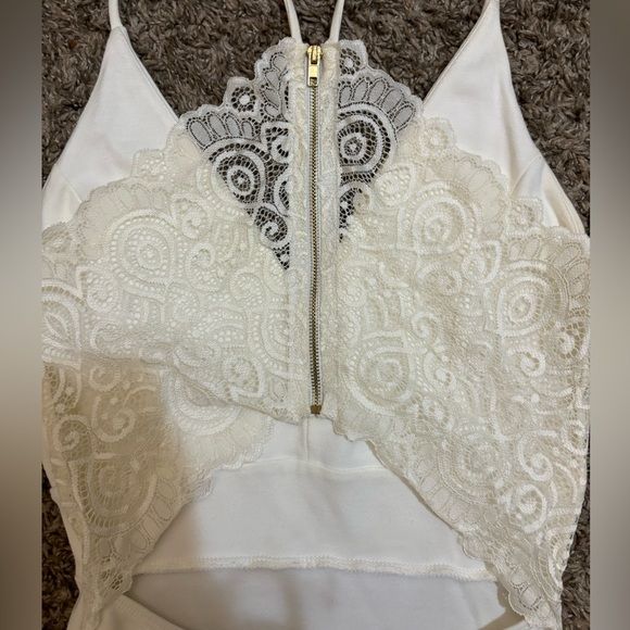White Mini Dress | Size Small | Laced Open Back with Zipper - Picture 3 of 3